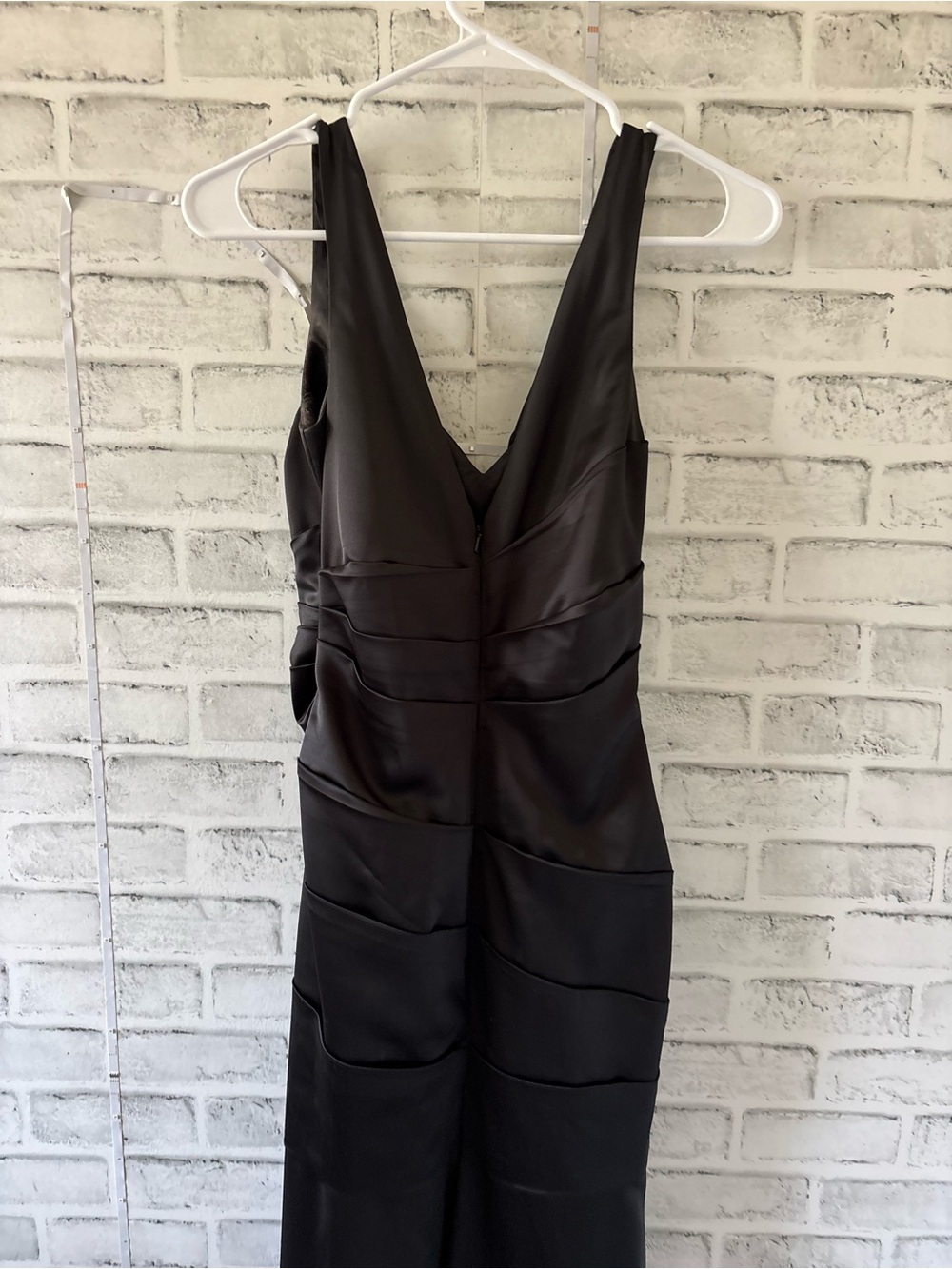 David's Bridal Black Backless V-Neck Evening Gown